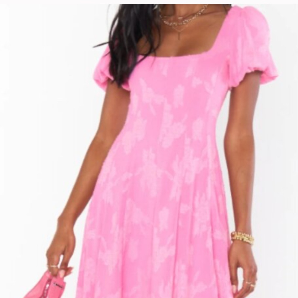 Show me your MuMu pink Mia Midi Dress- size medium